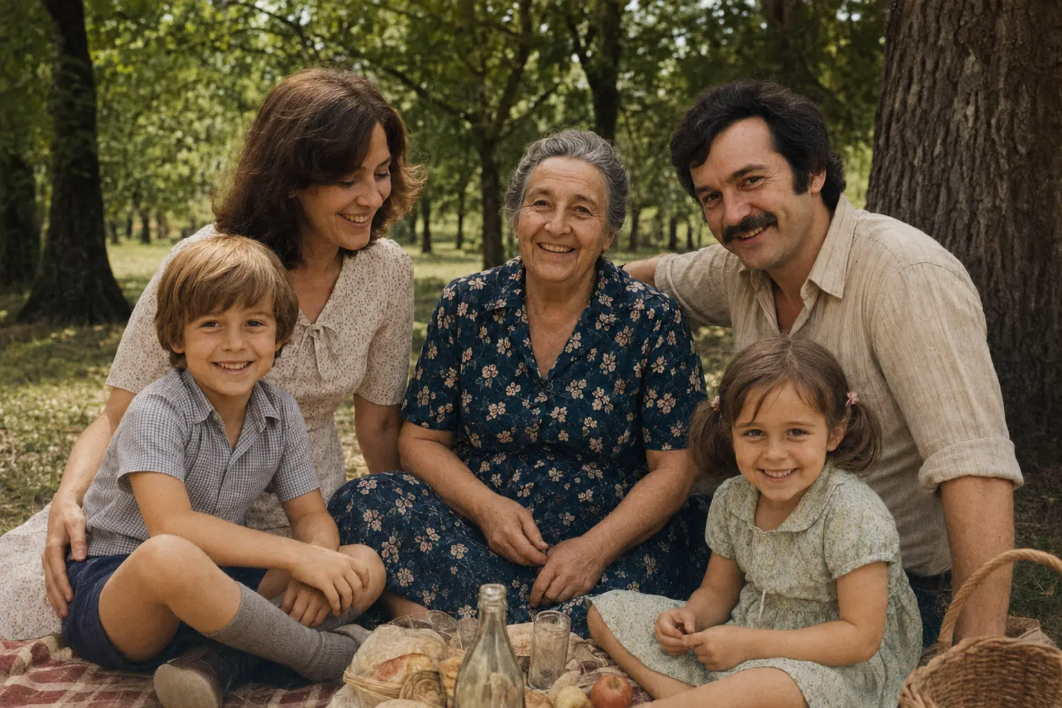 Une photographie de famille restaurée montre des visages et des couleurs proposés à contrôler avec l’original.